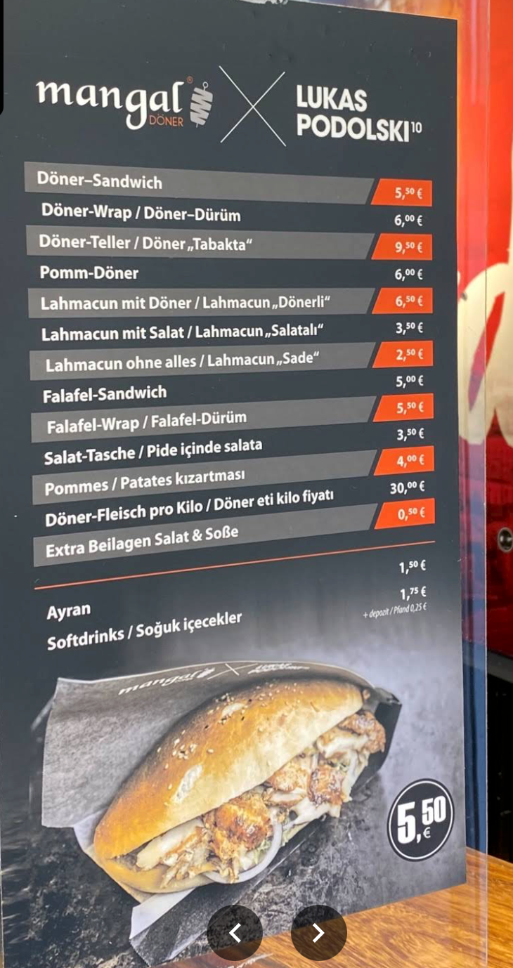 Mangal Speisekarte